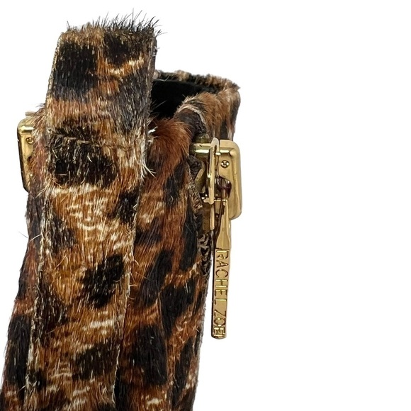 Rachel Zoe Leopard Print Calf Hair Leather Low Heel Ankle Booties Boots Size 7.5 - Picture 13 of 16